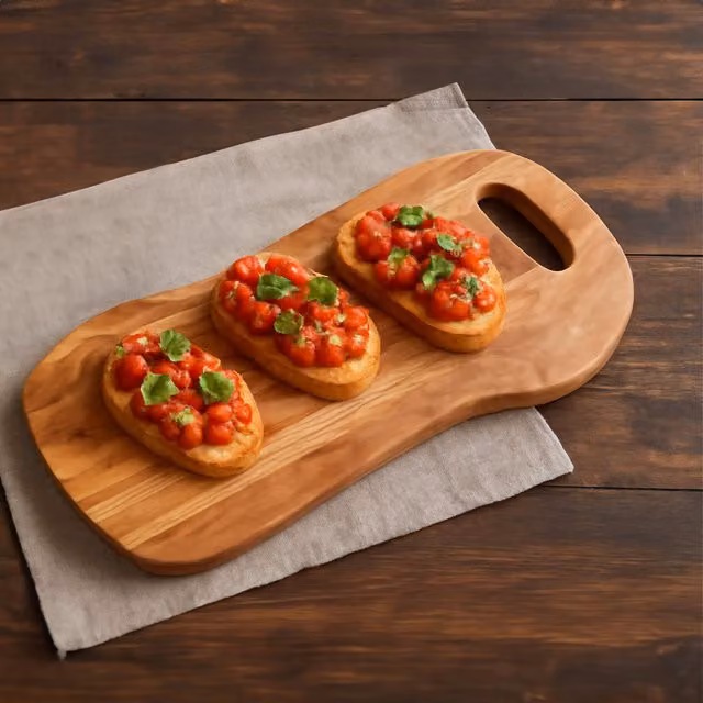 Orsina Kora Serving Board with Handle in Natural Brown and Sand Wood – 1
