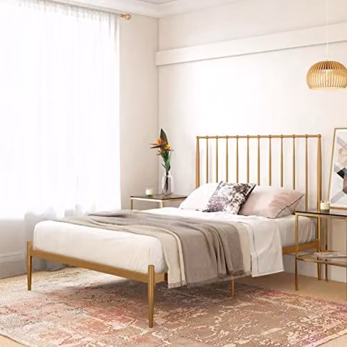 DHP Furniture Giulia Modern Metal Bed in Gold, W/D/H: 180 x 200 x 158.8 cm – 2