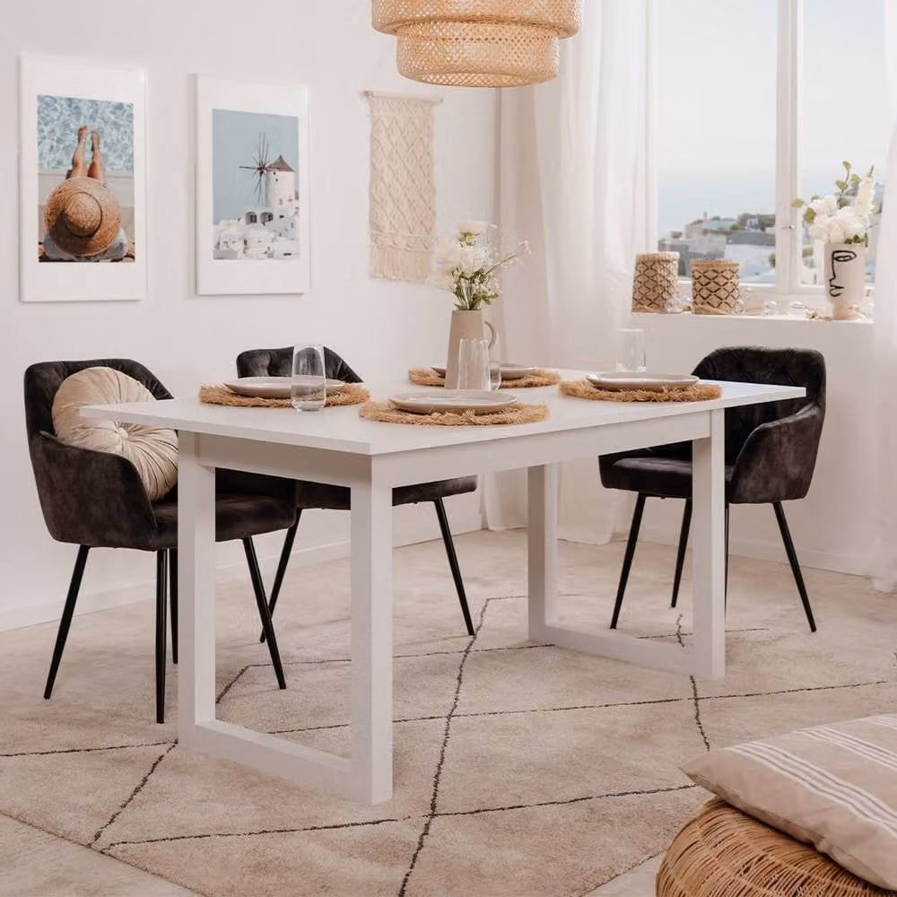 CALICOSY Denver Extendable Rectangular Dining Table in White – 2