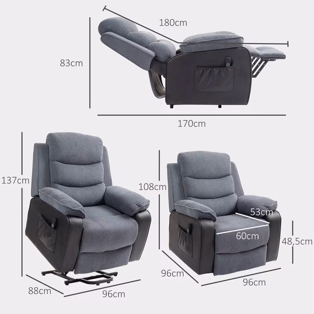 STILVORA Dark Grey Electric Lift Recliner Armchair with USB – 3