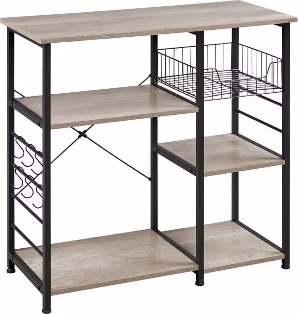Yaheetech Grey Kitchen Island Storage Rack with Hooks