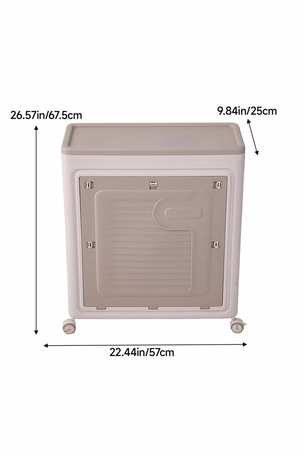 Living and Home 70L Folding 2-Door Storage Box and Clothes Hamper with Flip-top Lid and Wheels in Beige – 3