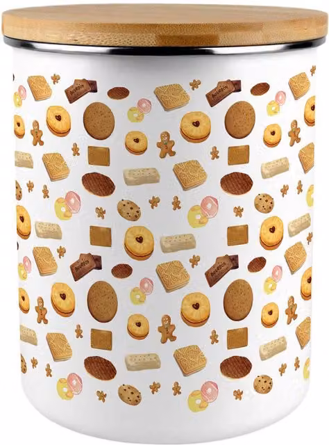 Purely Home Ceramic British Biscuits Novelty Extra Large Storage Canister in Multicolour and White