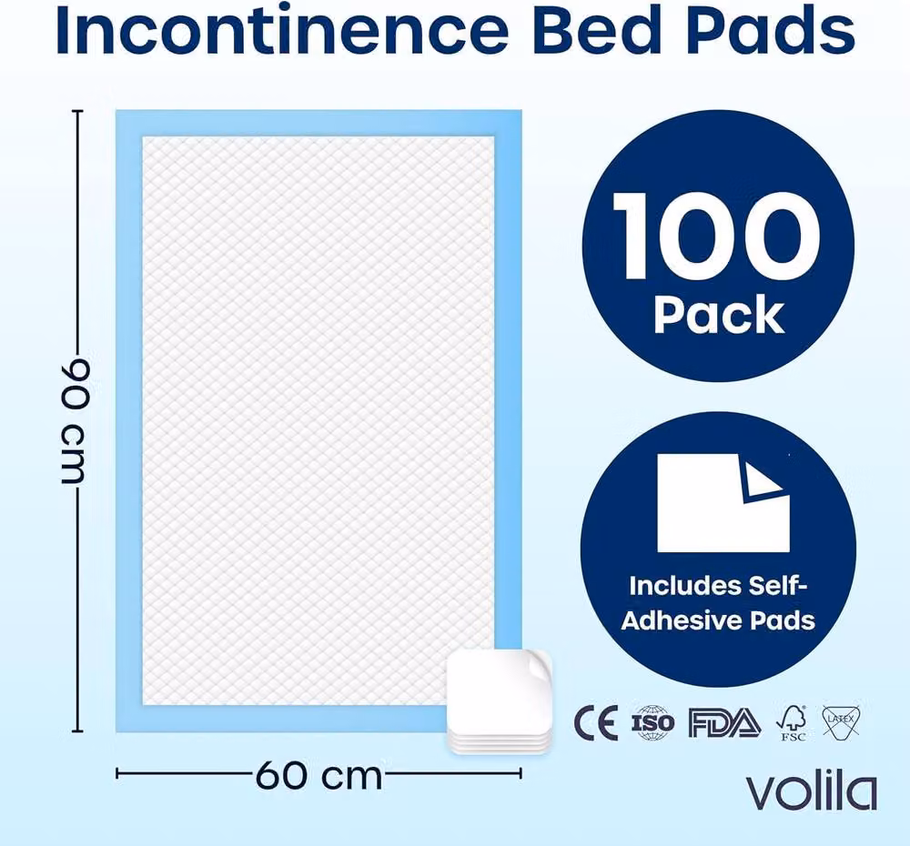 Volila 100 Pack Triple Layer Incontinence Bed Pads, Large, Soft and Absorbent, Aqua Blue – 2