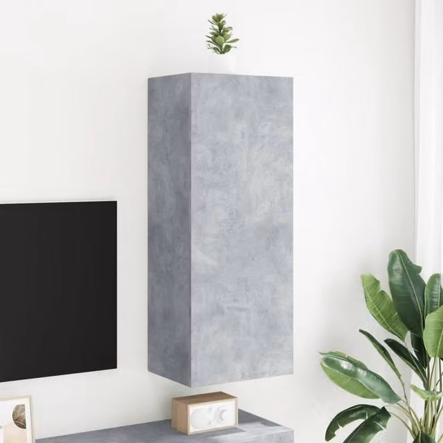 Berkfield Home TV Wall Cabinet in Concrete Grey, W: 40.5 cm, D: 30 cm, H: 102 cm – 1
