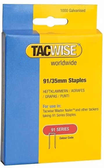 Tacwise 91 Series Galvanised Steel Flat Wire Staples in Silver