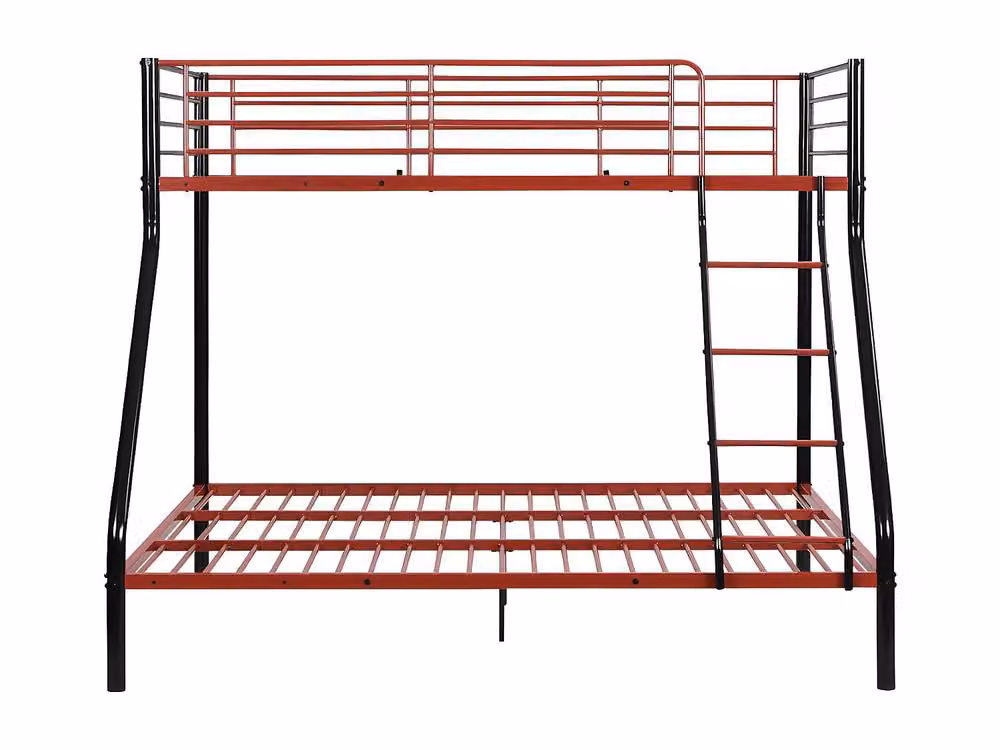 Vente-unique Metal Bunk Beds in Black and Red, Double Size, W/D/H: 140 x 90 x 163 cm – 2
