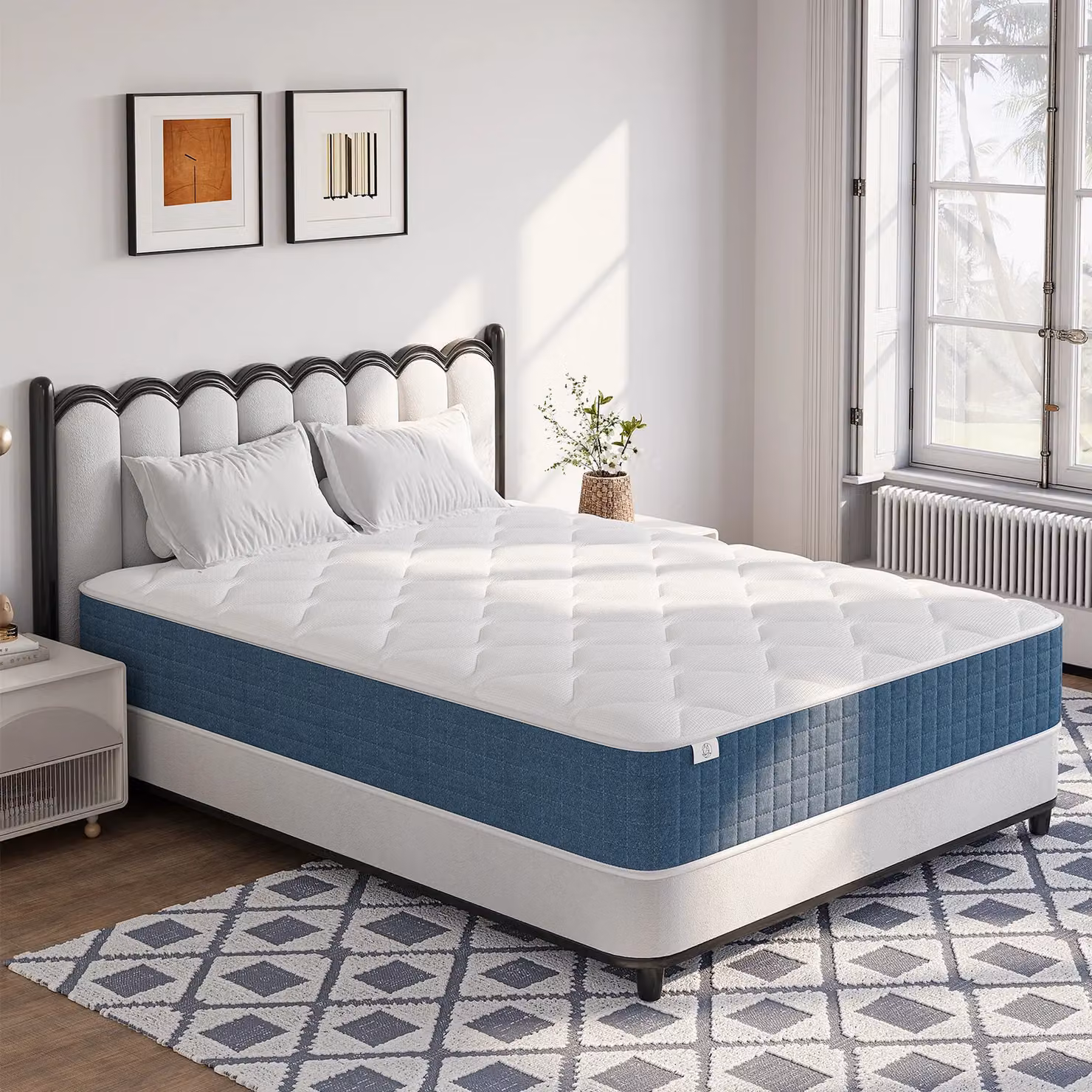 Dprodo Medium Firm Hybrid Mattress with Memory Foam and Pocket Springs in White, W/D/H: 180 x 200 x 25 cm – 2