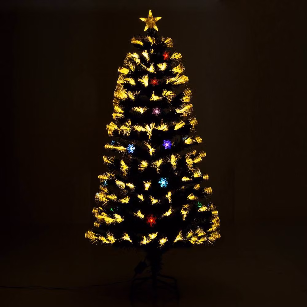 Costway 150 cm Pre-lit Fiber Optic Artificial Christmas Tree in Green – 4