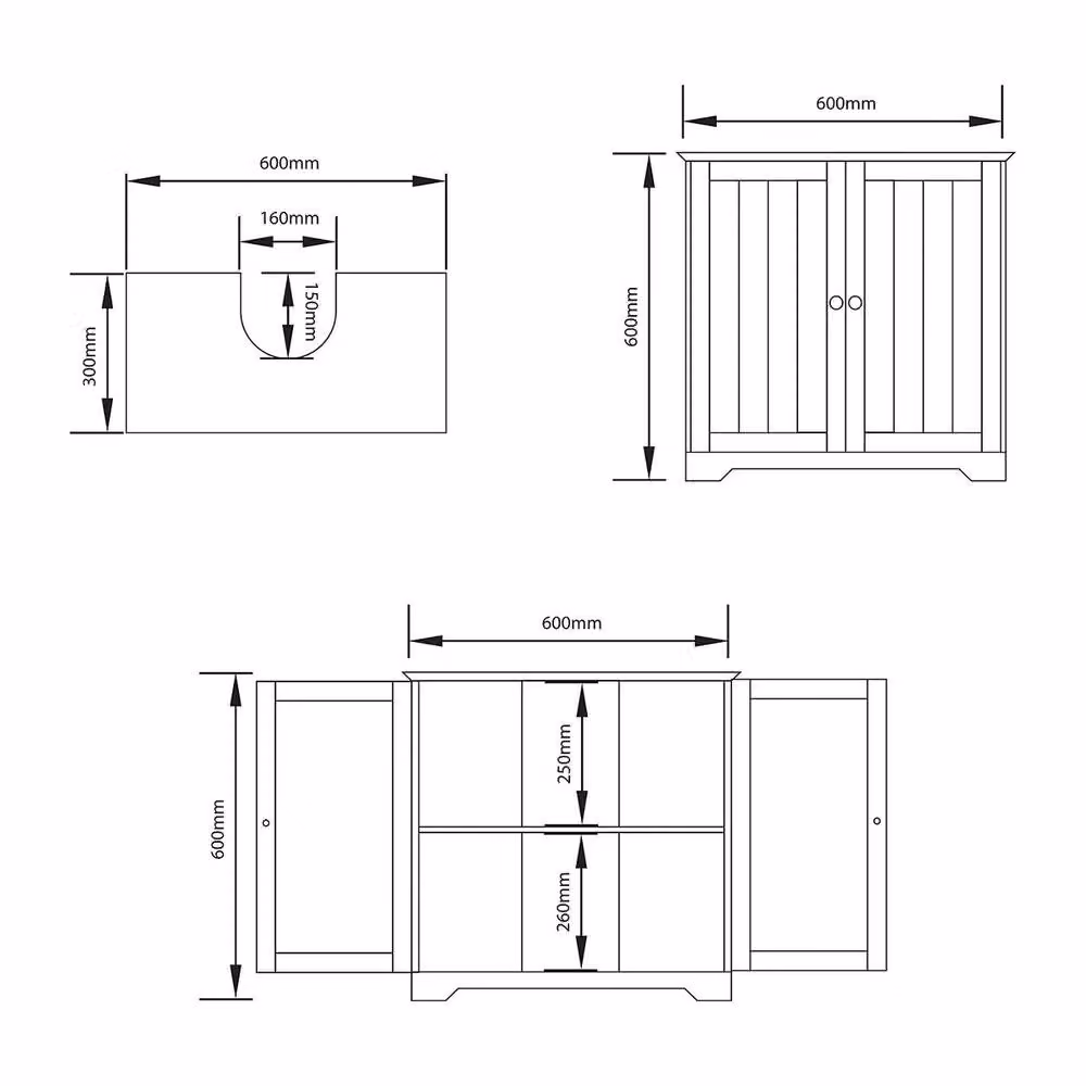 Home Discount Hayle Modern 2 Door Under Sink Bathroom Cabinet in White – 2