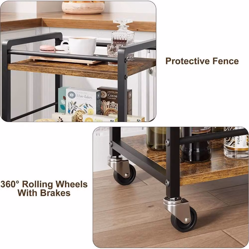 Havendro 3 Tier Rolling Kitchen Storage and Serving Trolley in Black – 3