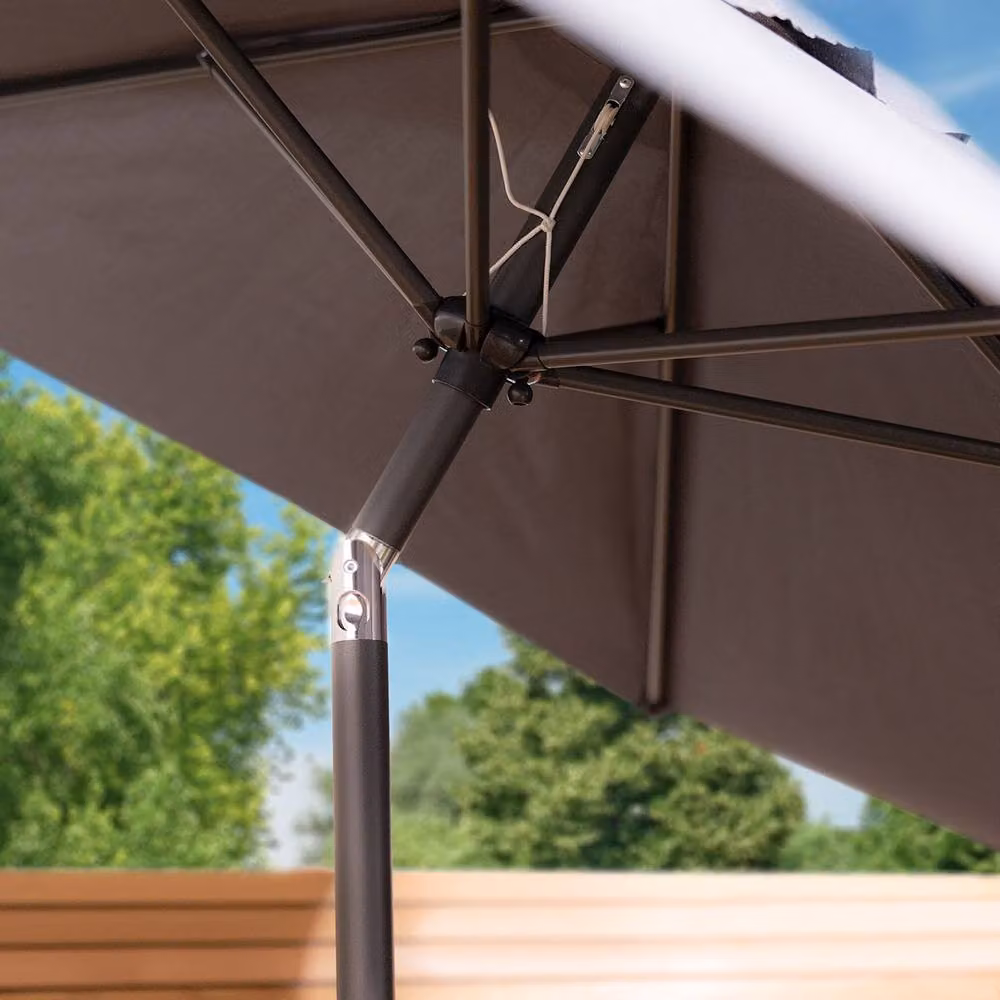 Charles Bentley Grey Metal Garden Patio Umbrella Parasol with Crank and Tilt – 2
