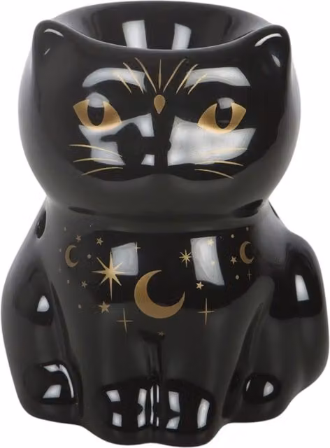 Kingsbury Gifts Mystical Cat Ceramic Oil Burner, Black