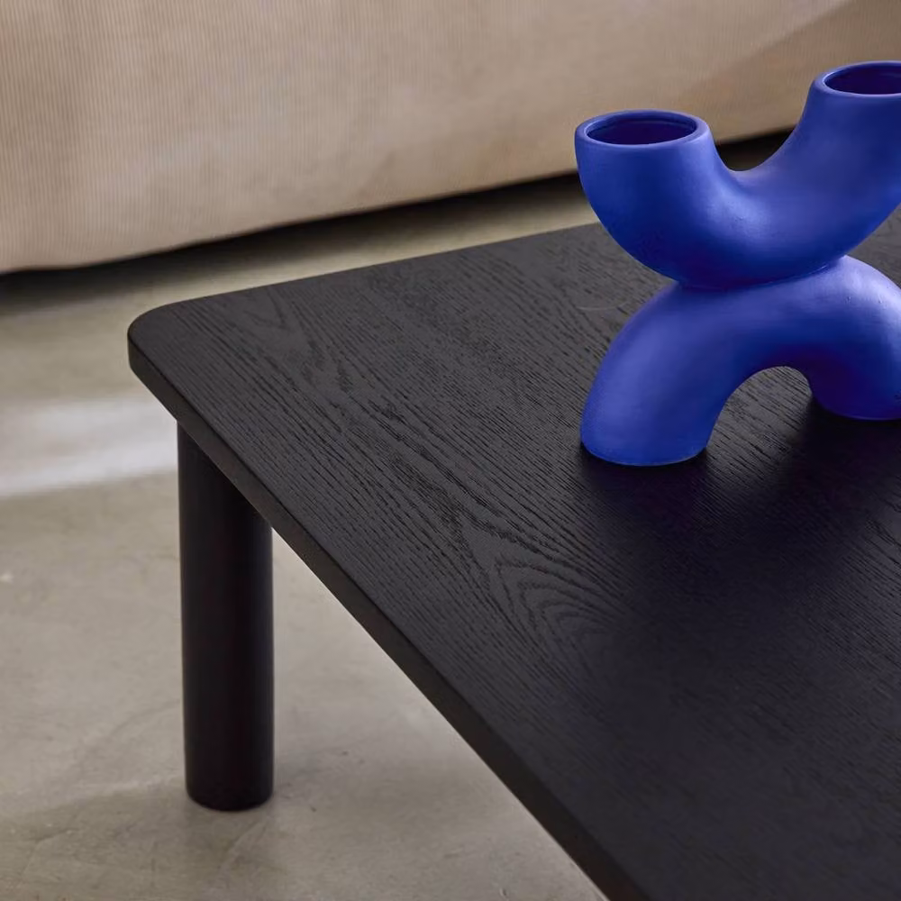 sweeek Square Coffee Table in Black Oak Veneer with Rounded Edges – 4