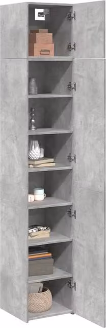 Berkfield Home Slim Storage Cabinet in Concrete Grey, W/D/H: 40 x 42.5 x 225 cm – 1