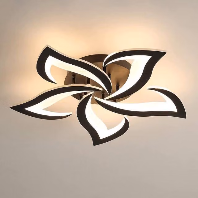 Pheashine Modern Acrylic LED Ceiling Light, 60W, Black, 3000K Warm White – 1