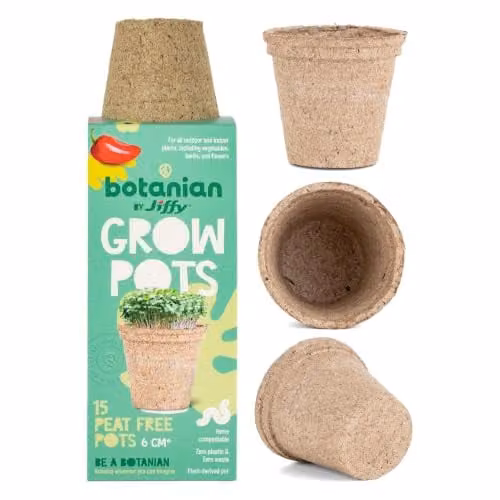 Jiffy Botanian Peat Free Fibre Growing Pots, 15 Pack, Brown – 1