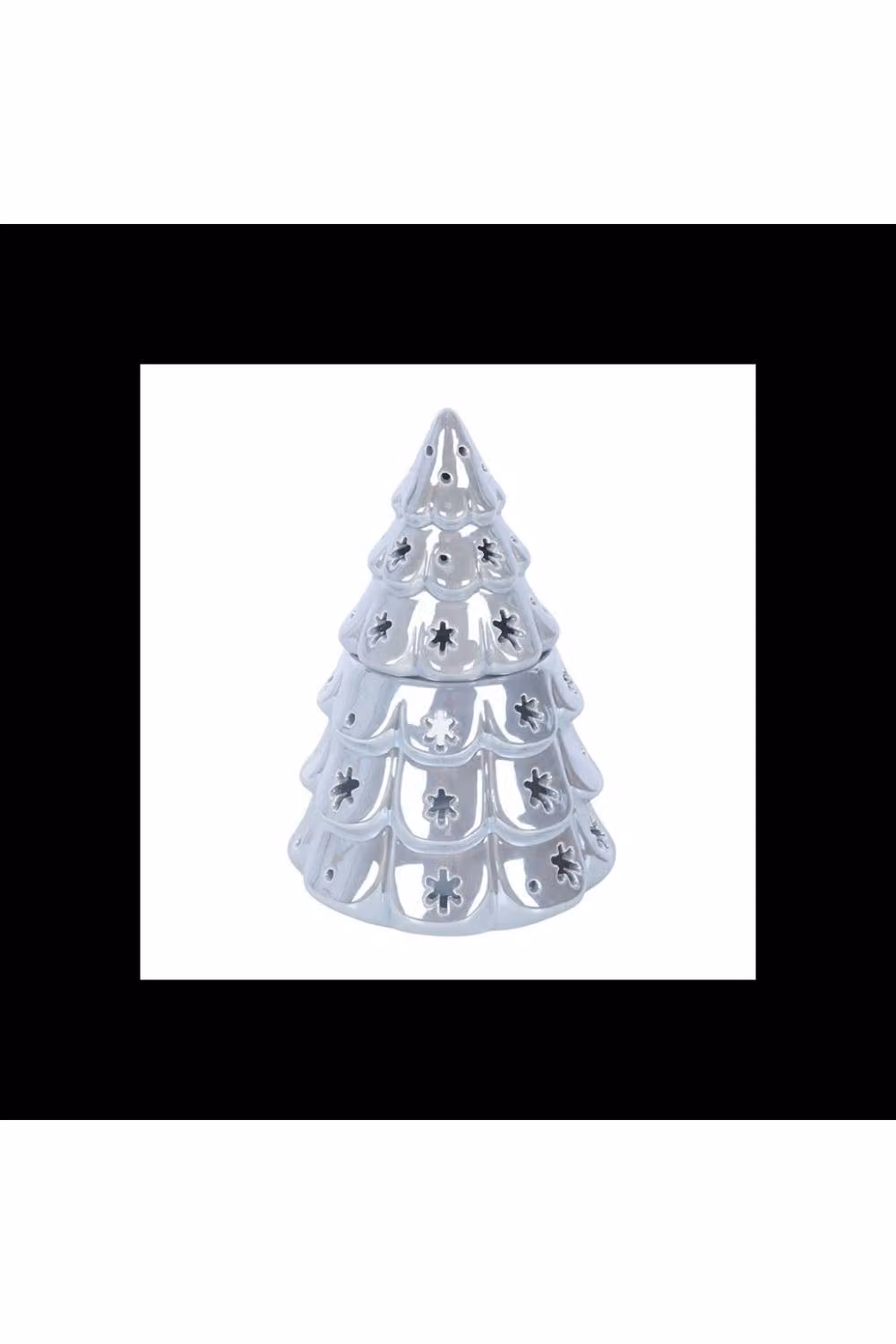 KDMD Snowflake Ceramic Silver Fir Tree Oil Burner Tabletop Tealight Warmer – 2
