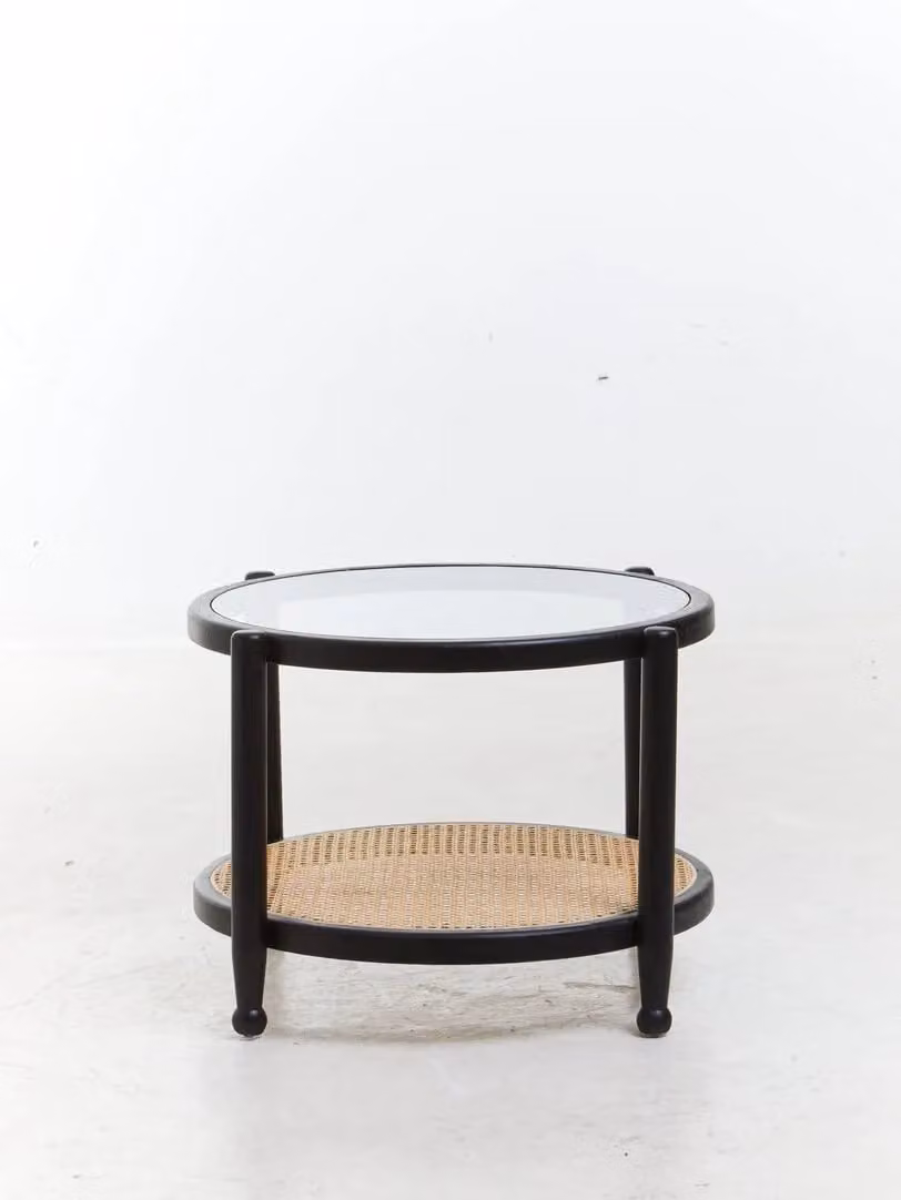 Orsina Cebu Round Rattan and Glass Coffee Table in Black – 3