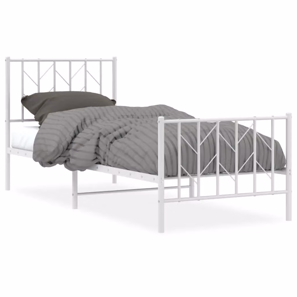 Berkfield Home Metal Bed Frame with Footboard, White, W/D/H: 80 x 200 cm – 2