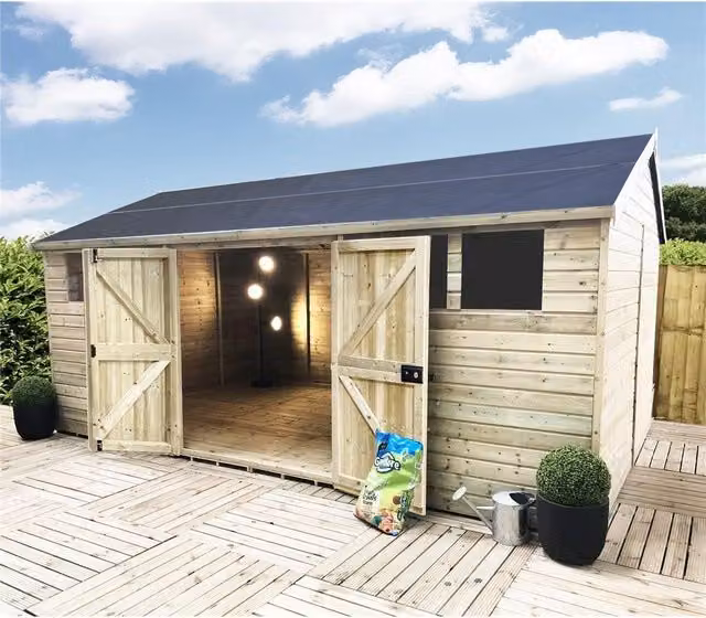 Marlborough Reverse Premier Pressure Treated Apex Workshop in Natural Wood
