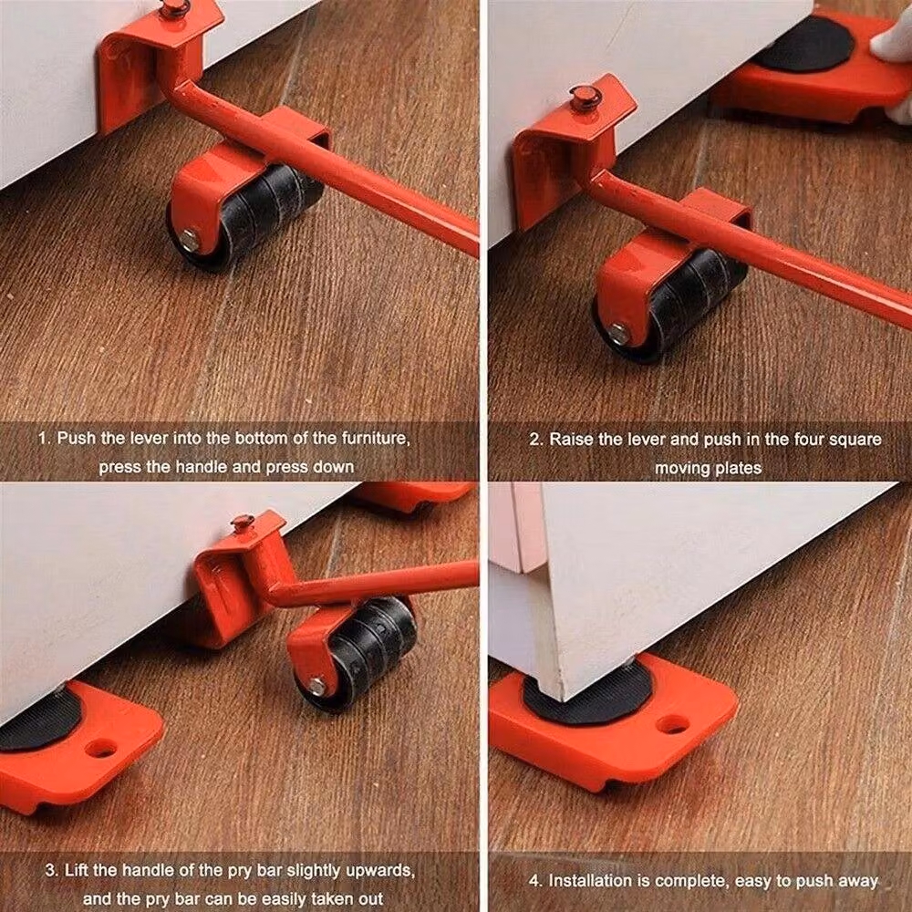 Havendro Heavy Duty Furniture Lifter and Slider Moving Tool Set in Red – 5