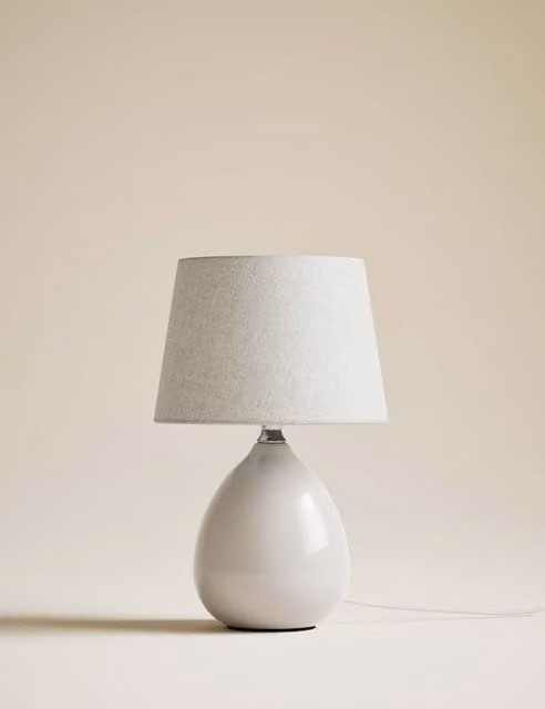 M&S Modern Ceramic Table Lamp in Cream, Beige and White