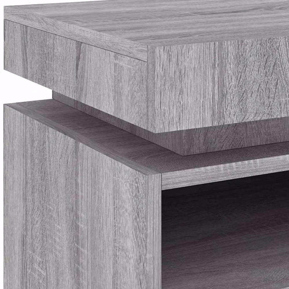 Berkfield Home Modern Grey Bedside Cabinet with Integrated LED Lighting W: 40 cm, D: 39 cm, H: 48.5 cm – 3