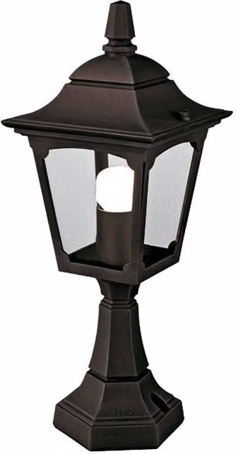 Loops Black Outdoor IP44 LED Wall and Ground Pedestal Lantern Light with E27 Bulb Holder