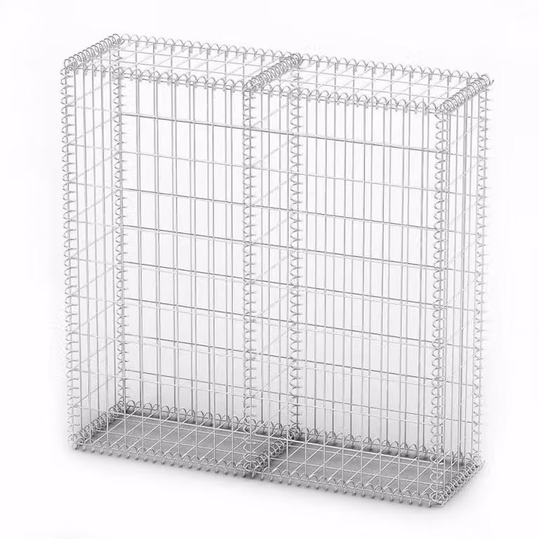 Berkfield Home Galvanised Steel Gabion Basket with Lids, Silver, W: 100 cm, D: 100 cm, H: 30 cm