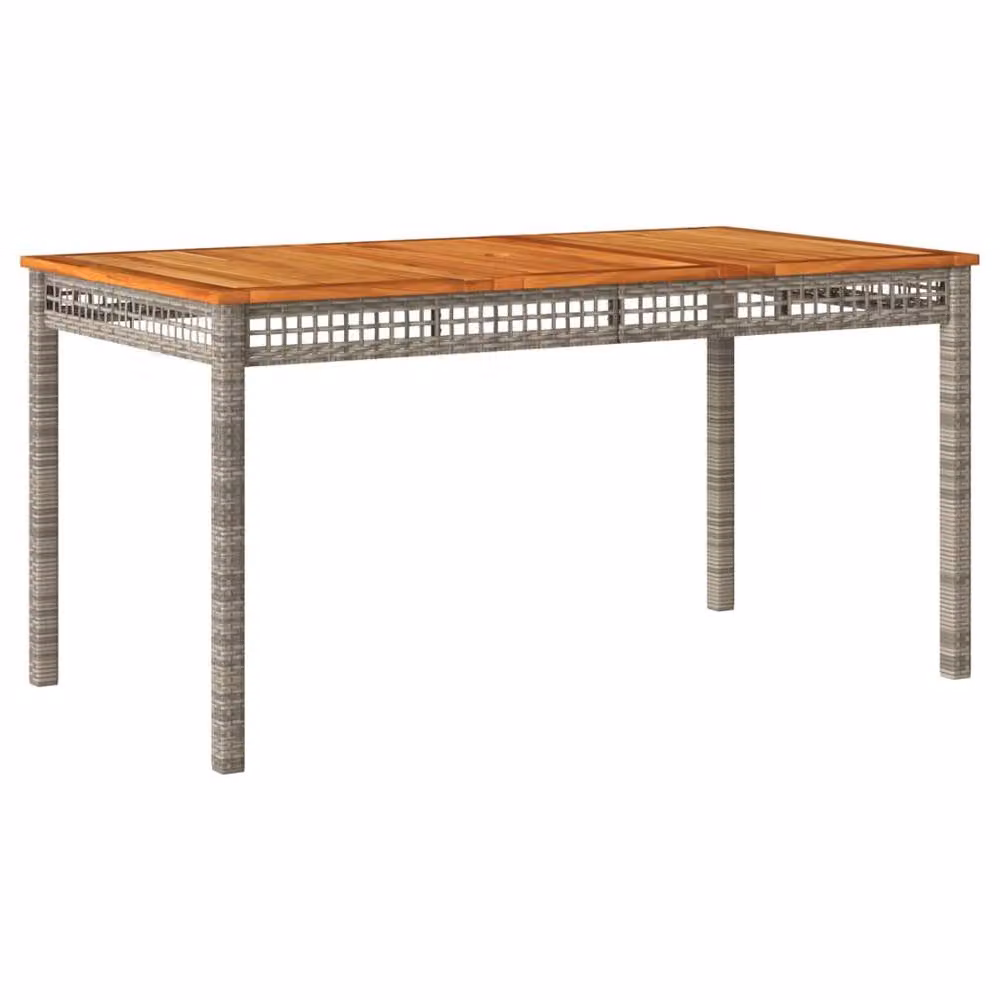 Berkfield Home Grey Poly Rattan Extendable Garden Table with Acacia Wood W/D/H: 140 x 80 x 75 cm – 2