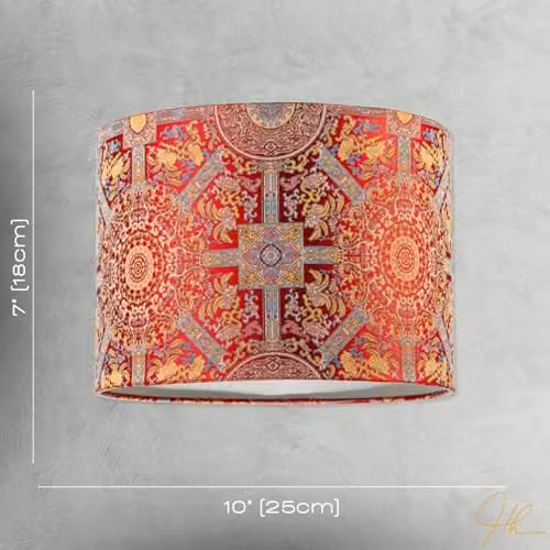 Happy Homewares Persian-Inspired Ottoman Tapestry Floral Fabric Lampshade in Red and Gold, W/D/H: 18 x 25 x 25 cm – 4