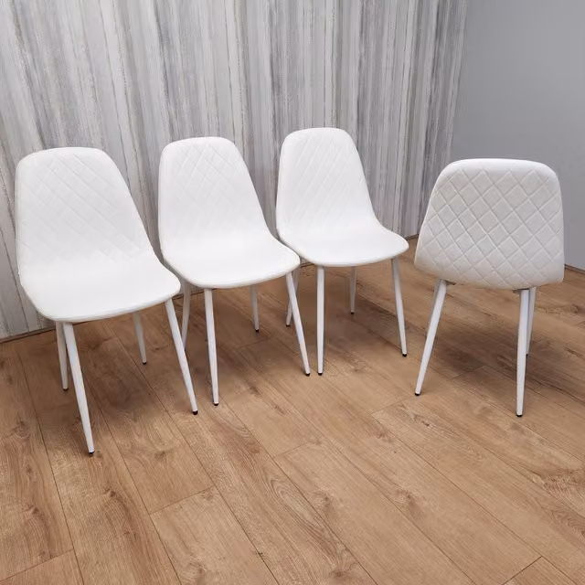 Kosy Koala Set of 4 Modern White Faux Leather Dining Chairs with Metal Legs