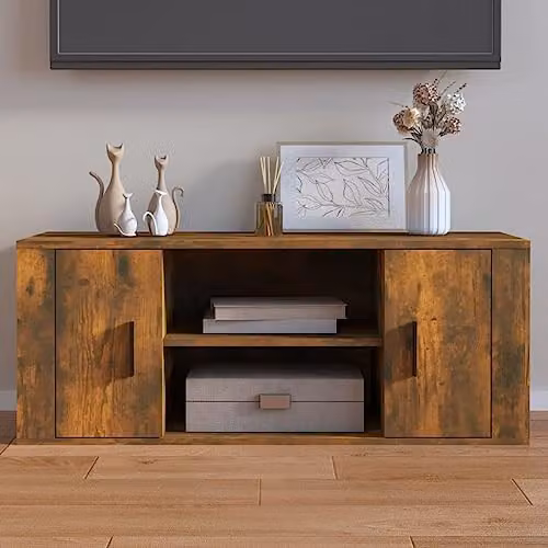vidaXL TV Cabinet in Smoked Oak, Brown Engineered Wood Media Unit with 4 Compartments and Doors – 2