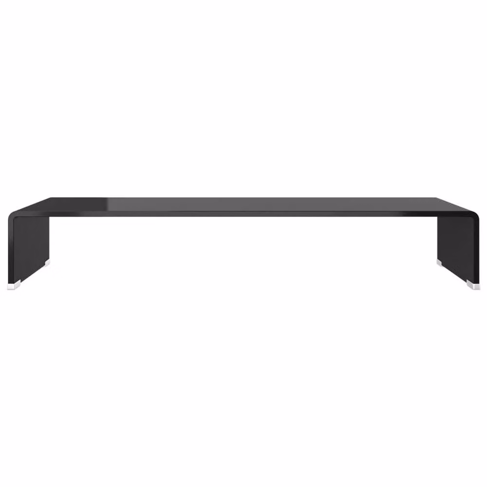 Berkfield Home Black Glass TV Stand and Monitor Riser, W/D/H: 80 x 30 x 13 cm – 3