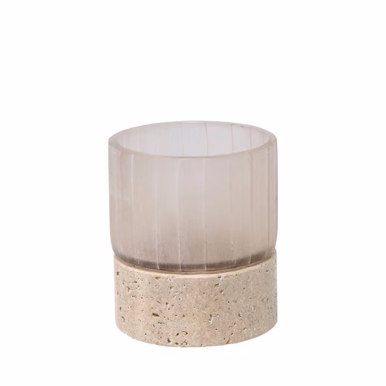 Dome Deco YALI Hurricane S Transparent Striped Glass Votive Tealight Holder