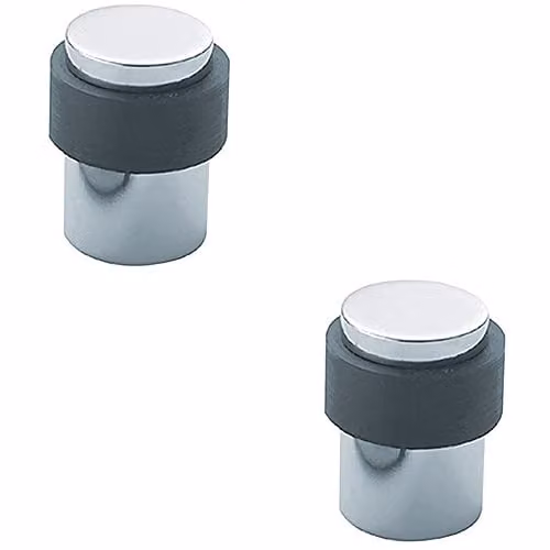 Loops 2 Pack Floor Mounted Pedestal Doorstop with Rubber Buffer in Bright Silver Stainless Steel Look, 40 mm – 1