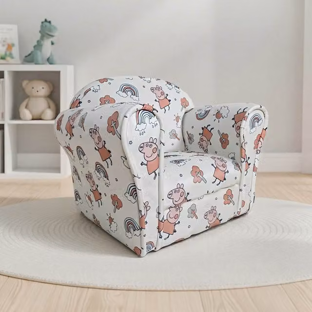 Kidsaw White Fabric Kids Mini Chair Sofa for Children