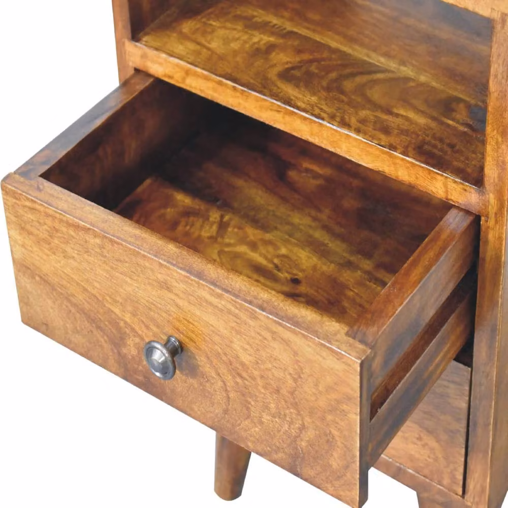 Wyld Haus Olbia Mini Classic Chestnut Mango Wood Bedside Table with 2 Drawers in Brown – 5