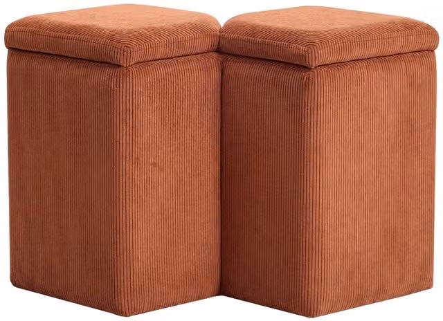Nordlys Scandinavian Velvet Lounge Pouf in Red and Orange