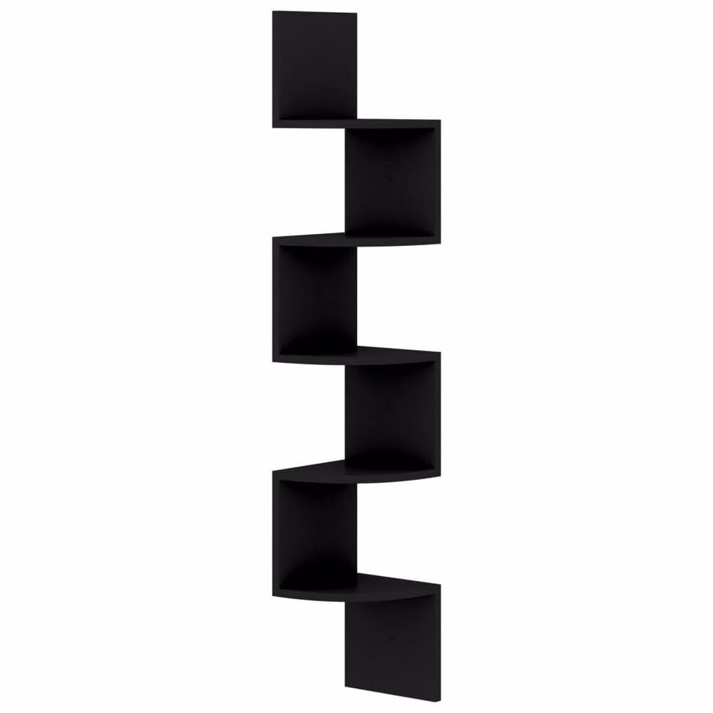 Berkfield Home Black Wall Mounted Corner Shelf in Engineered Wood, W/D/H: 19 x 19 x 123 cm – 3