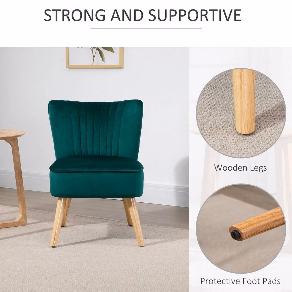 NESTLUNE Green Velvet Accent Tub Chair with Armrests, W/D/H: 100 x 15 x 15 cm – 5