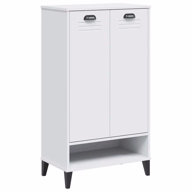 Berkfield Home VIKEN White Wall Mounted Shoe Cabinet with Hinged Doors and Internal Shelves