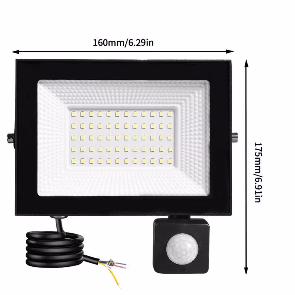 Kelvenix 100W LED PIR Motion Sensor Floodlight, Black Outdoor Garden Wall Lamp – 2