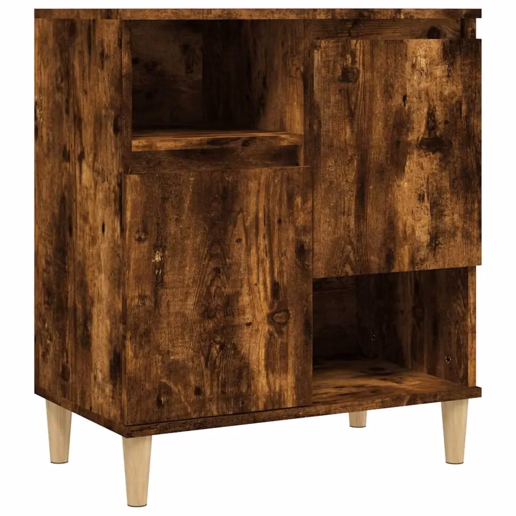 Berkfield Home Set of 2 Smoked Oak Sideboards in Brown, W/D/H: 60 x 35 x 70 cm – 4