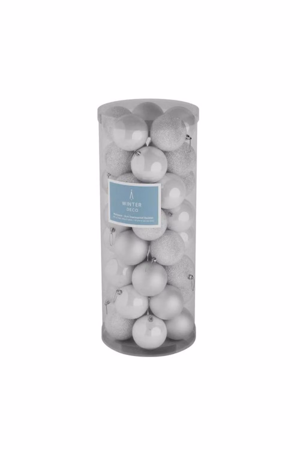 KDMD 48 White Round Plastic Christmas Baubles, Diameter: 8 cm – 2