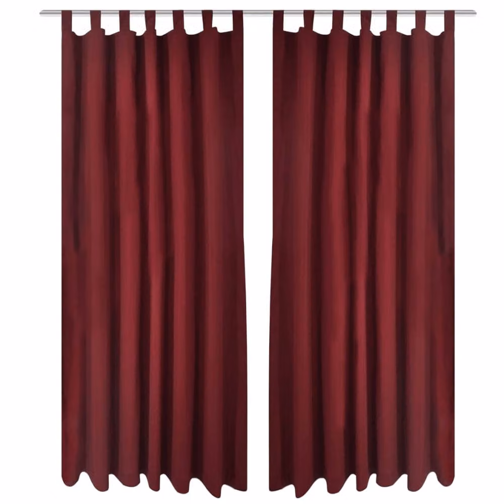 Berkfield Home Bordeaux Micro-Satin Curtain Set, 2 Pieces, Red, W: 140 cm, H: 175 cm – 2