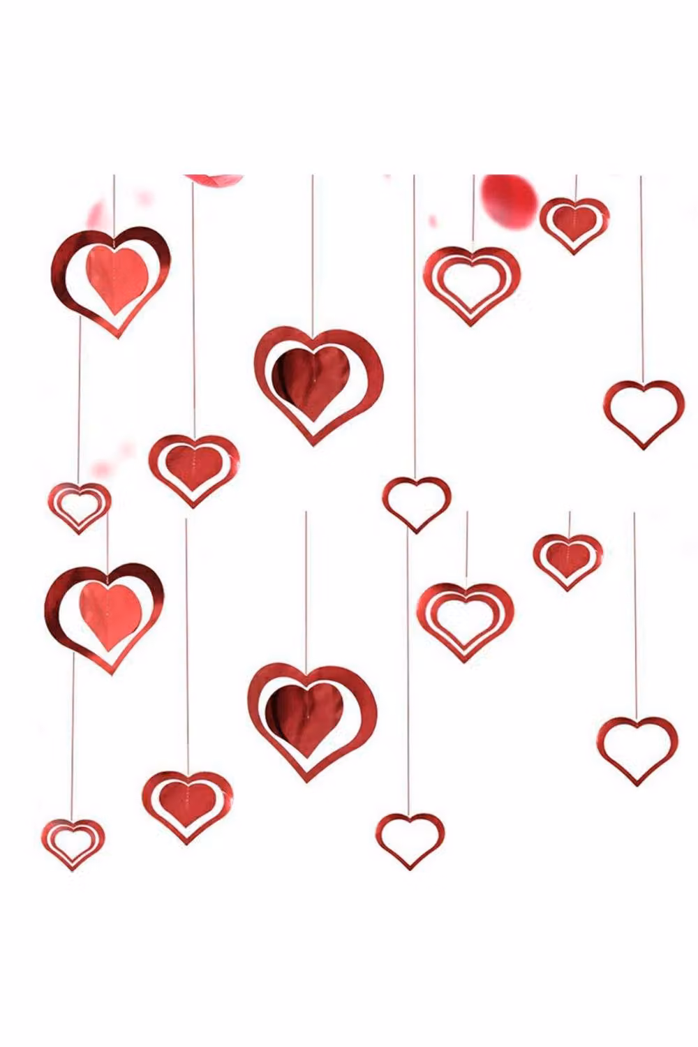 KDMD 7 Pack Red Glitter Hollow Heart Hanging Garland Ornaments for Valentine's Day, Weddings and Parties – 2