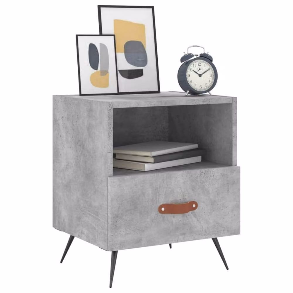 Berkfield Home Set of 2 Modern Bedside Cabinets in Concrete Grey, W/D/H: 40 x 35 x 47.5 cm – 2