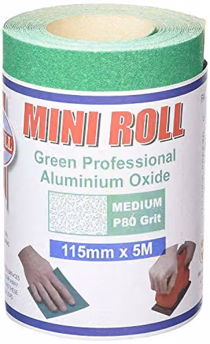 Faithfull Aluminium Oxide Sandpaper Roll, Green, W: 115 mm, L: 5 m, 80 Grit – 1